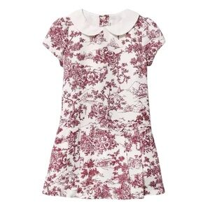 Janie and Jack Burgundy and White Toile Print Dress size 12